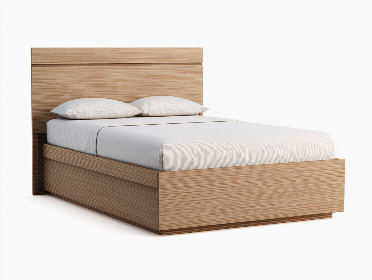 Camas dobles madera 210x168x112 cm - roble natural - diseño con cabecero alto