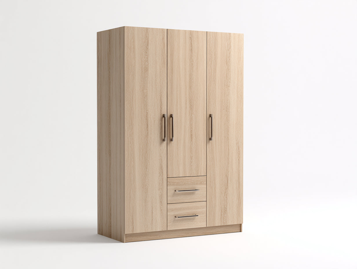 Armarios de madera 120x50x180 cm - roble claro - con puertas y cajones