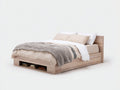Camas dobles madera 200x160x95 cm - beige-marrón - diseño moderno con almacenamiento integrado