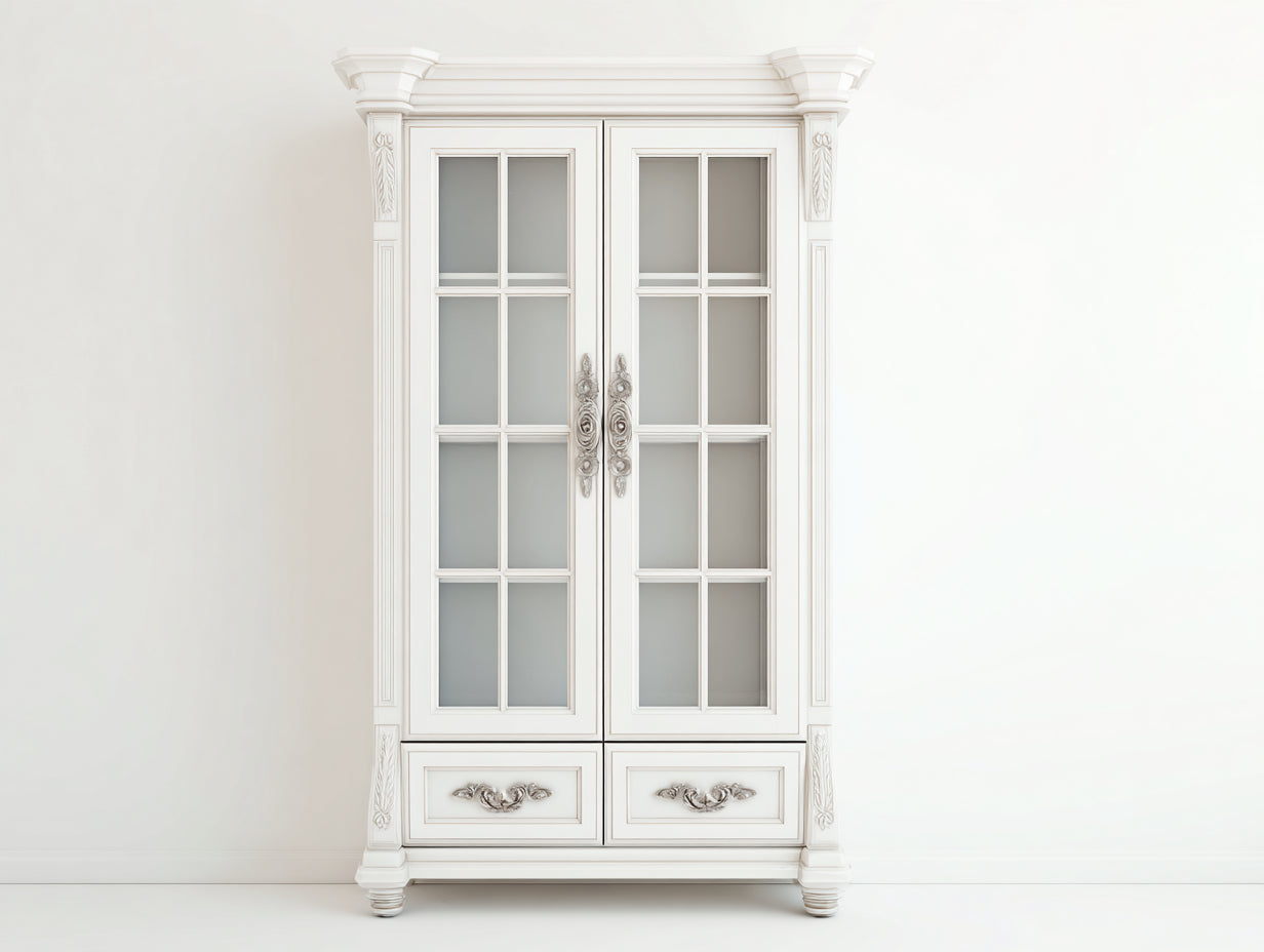 Vitrinas madera y cristal 95x48x205 cm - blanco - diseño clásico elegante