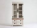 Vitrinas madera y vidrio 95x42x185 cm - blanco-marrón - estilo rústico con cajones