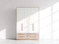 Armarios de madera técnica 120x55x200 cm - blanco y madera natural - diseño moderno para dormitorio