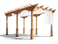 Pérgola de jardín 400x300x240 cm - madera marrón y tela blanca - estilo natural para exterior