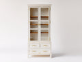 Vitrinas de madera y vidrio 90x40x190 cm - blanco-marrón - estilo clásico con cajones