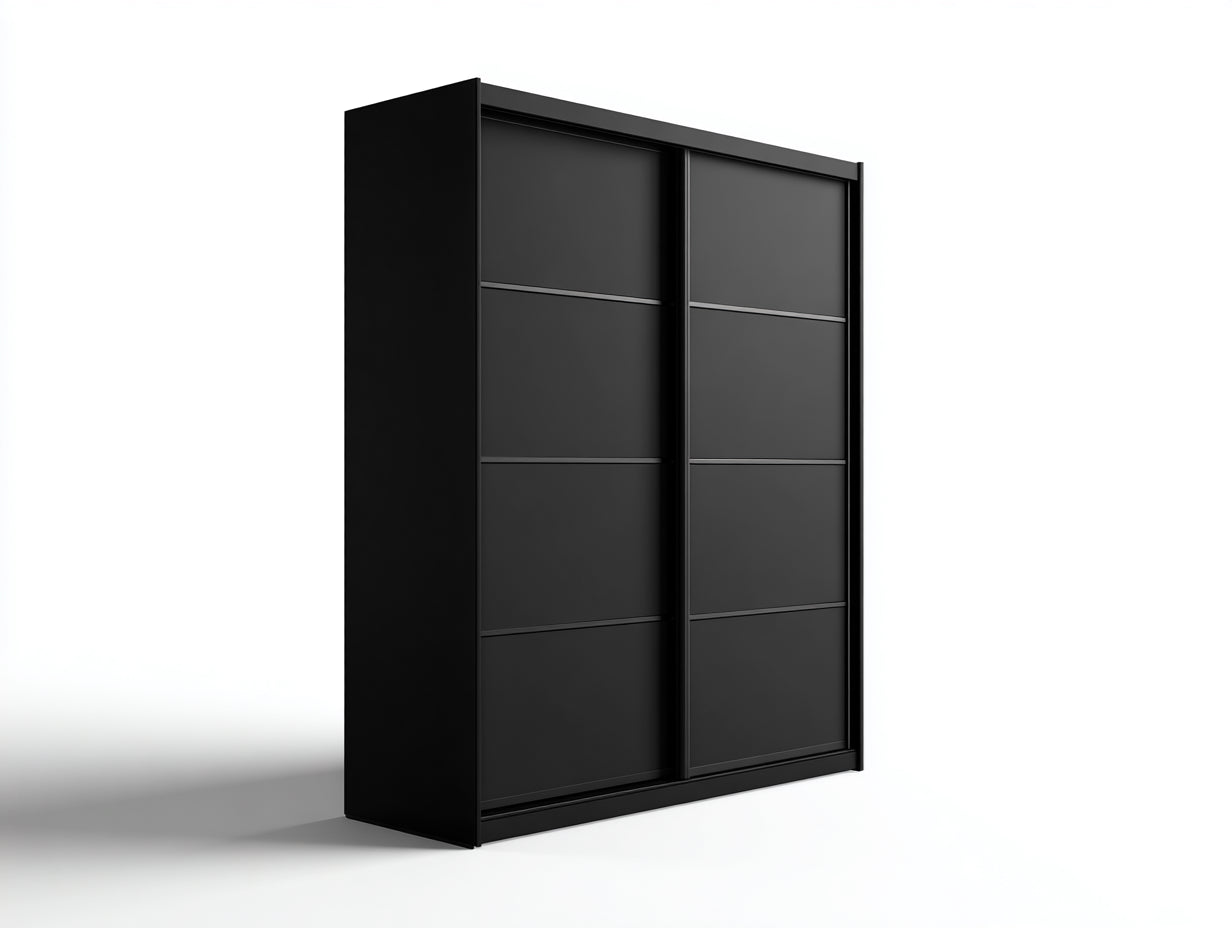 Armarios 160x60x200 cm - madera negro - estilo moderno con puertas correderas