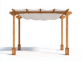 Pérgola de jardín madera 300x300x250 cm - marrón-beige - diseño clásico con toldo