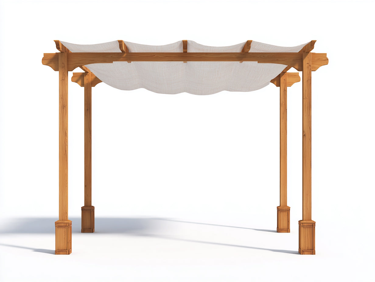 Pérgola de jardín madera 300x300x250 cm - marrón-beige - diseño clásico con toldo