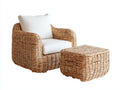 Sillones de ratán ratán natural 90x85x78 cm - natural-blanco - diseño con reposapiés
