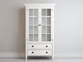 Vitrinas de madera técnica 92x42x190 cm - blanco envejecido - diseño clásico para salón