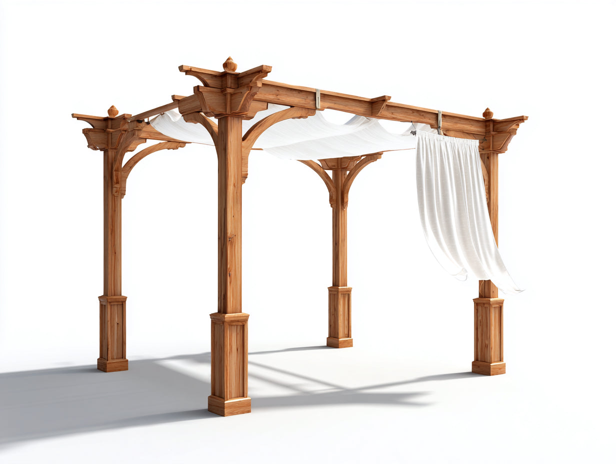 Pérgola de jardín de madera 300x300x260 cm - madera natural y blanco - diseño clásico para exterior