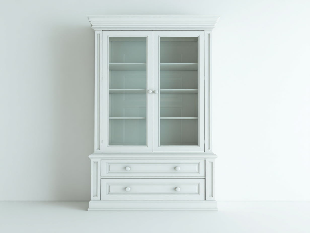 Vitrinas madera y cristal 98x47x200 cm - blanco - diseño clásico minimalista