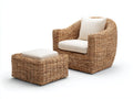 Sillones de ratán con reposapiés 100x92x85 cm - marrón-beige - diseño exterior curvo