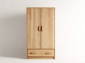 Armarios 90x55x190 cm - madera marrón claro - estilo natural con 2 puertas y 1 cajón