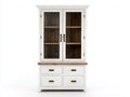 Vitrinas 100x42x190 cm - madera y vidrio blanco-marrón - estilo rústico con 2 puertas y 4 cajones
