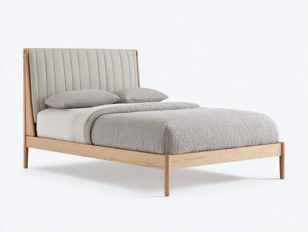 Camas dobles madera 210x165x105 cm - roble natural-beige - diseño moderno