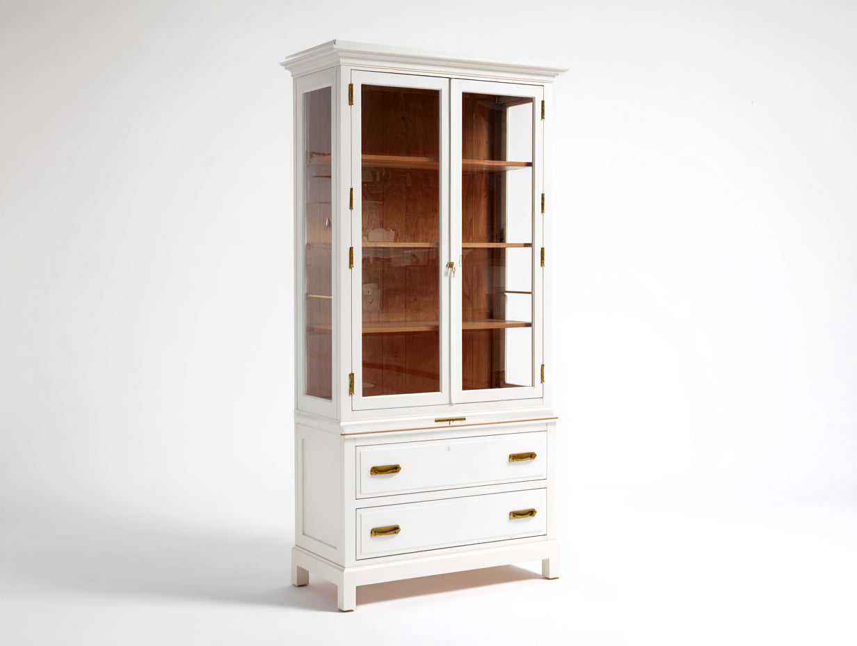 Vitrinas madera y cristal 90x45x195 cm - blanco-marrón - diseño clásico