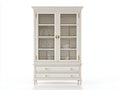 Vitrinas madera y vidrio 110x45x190 cm - blanco - estilo clásico con cajones