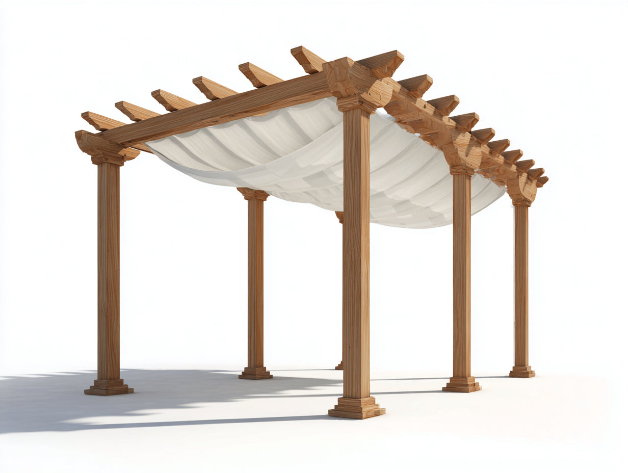 Pérgola de jardín madera 400x250x235 cm - roble natural-blanco - diseño clásico amplio
