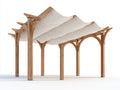 Pérgola de jardín madera 400x300x260 cm - marrón-beige - diseño clásico con toldo