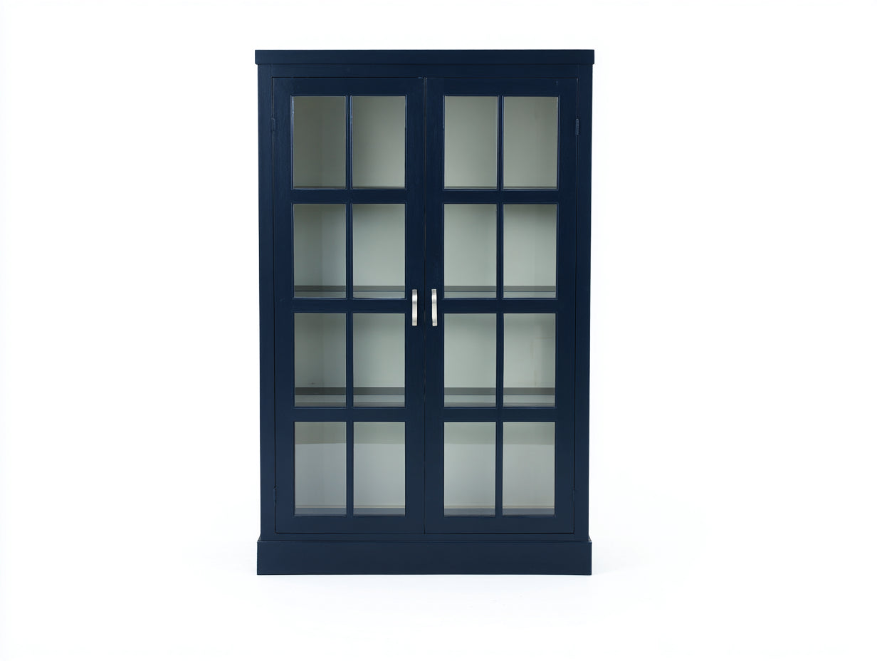 Vitrinas 100x40x180 cm - madera y vidrio azul oscuro - estilo moderno con 2 puertas