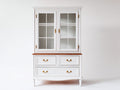 Vitrinas madera y vidrio 105x45x185 cm - blanco-marrón - estilo clásico con cajones