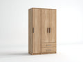 Armarios 120x55x190 cm - madera marrón claro - estilo moderno con 3 puertas y 2 cajones
