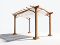 Pérgola de jardín madera 320x300x255 cm - marrón-beige - diseño rústico con toldo