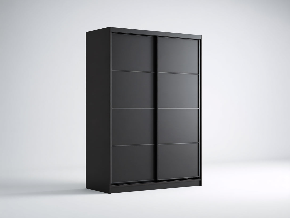 Armarios de madera 140x60x200 cm - negro - con puertas correderas