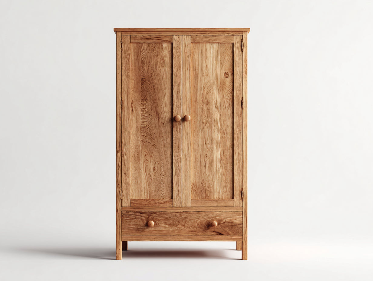 Armarios de madera 90x50x180 cm - marrón - estilo natural con cajón