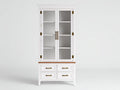 Vitrinas de madera y vidrio 85x38x185 cm - blanco-marrón - estilo clásico con cajones