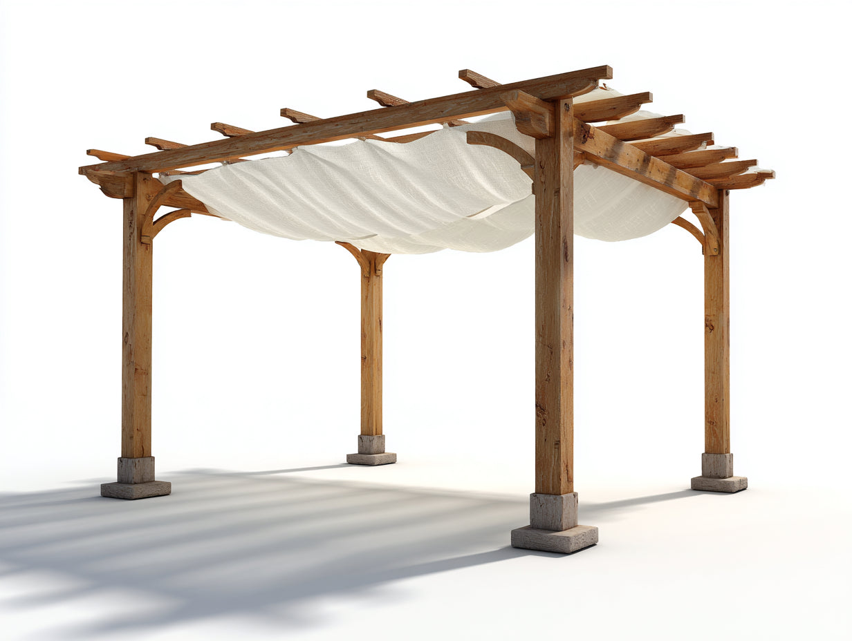 Pérgola de jardín de madera 320x280x250 cm - madera natural y blanco - diseño rústico para exterior