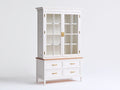 Vitrinas de madera y vidrio 110x42x185 cm - blanco-marrón - estilo clásico con cajones