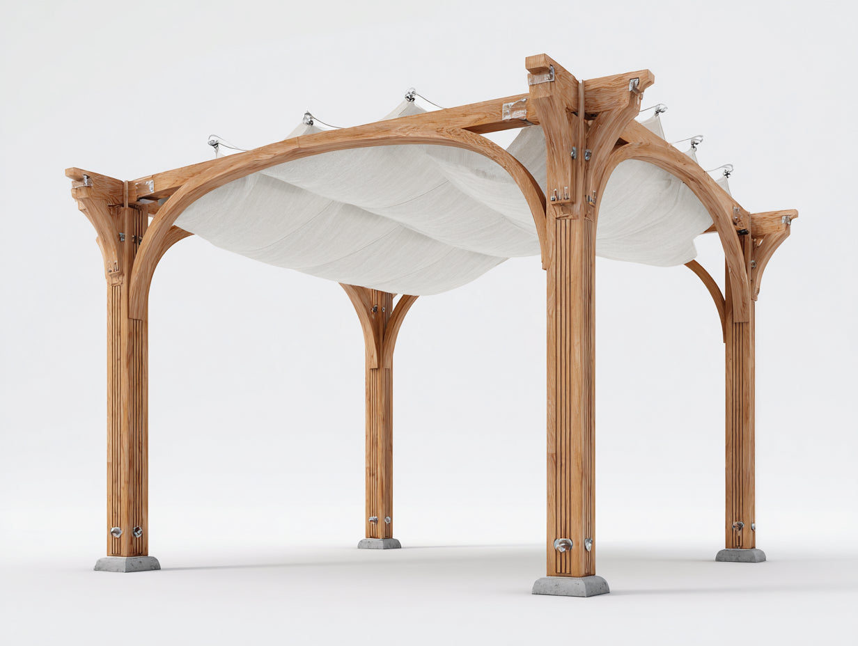 Pérgola de jardín madera 360x300x240 cm - roble natural-blanco - diseño clásico resistente